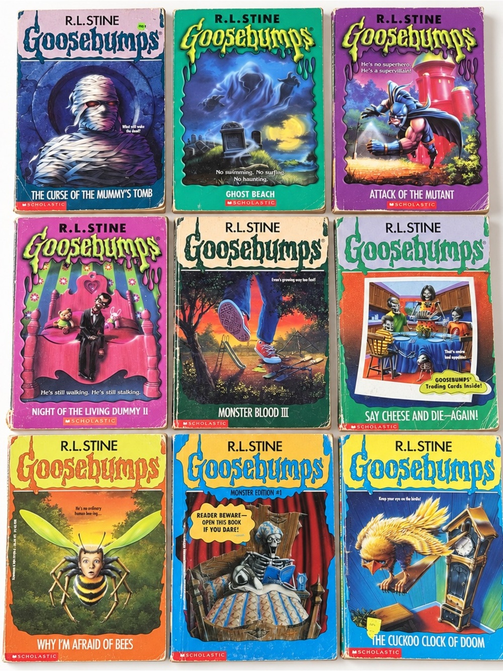 Vintage R.L. Stine Goosebumps Book Lot of 9 Original Covers